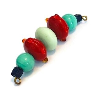As Low As $2 Dark Amber & Turquoise Handmade Lampwork Artisan Rondelle Beads (7)